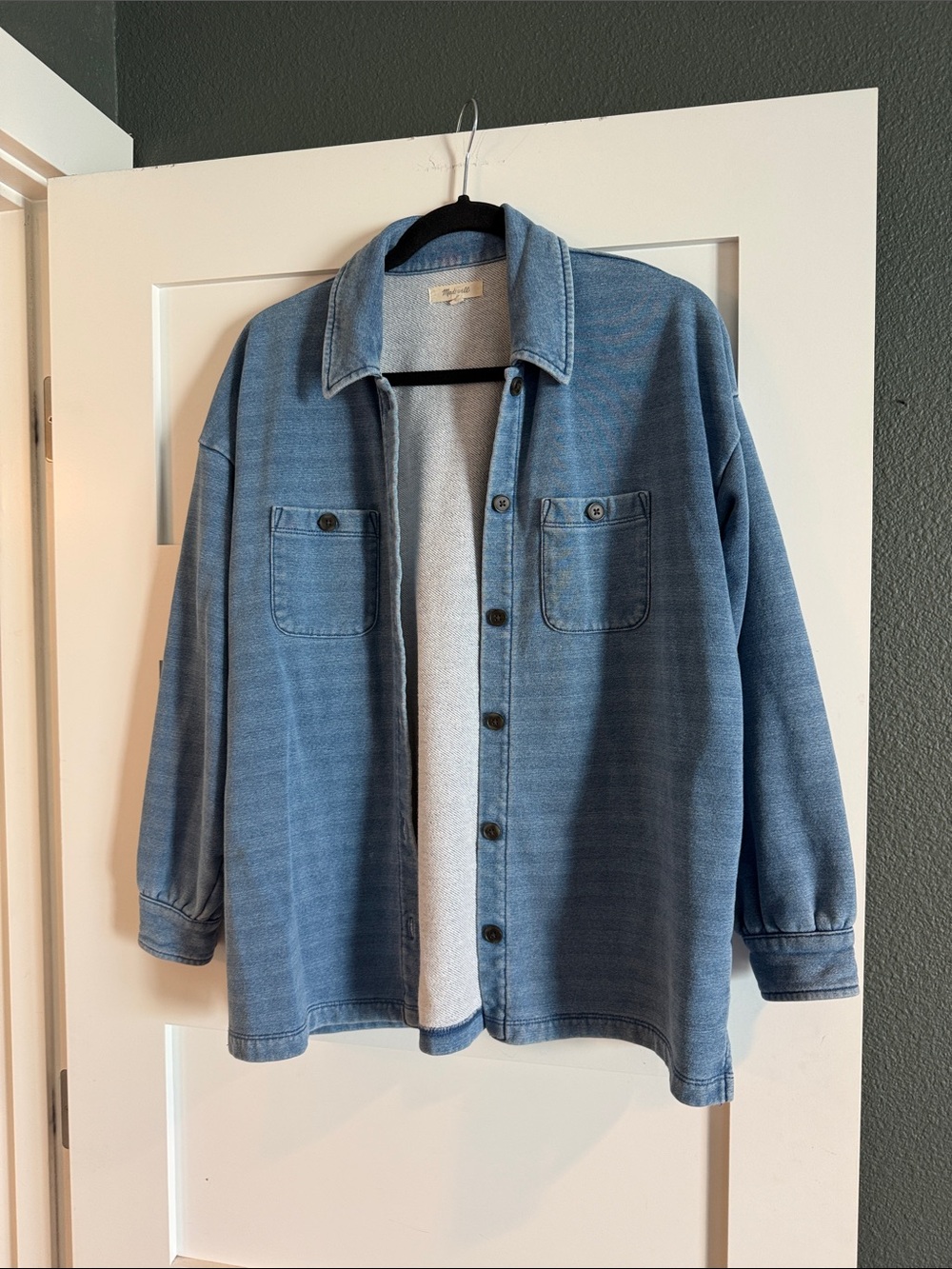 Madewell Blue Button-Up Jacket Shirt